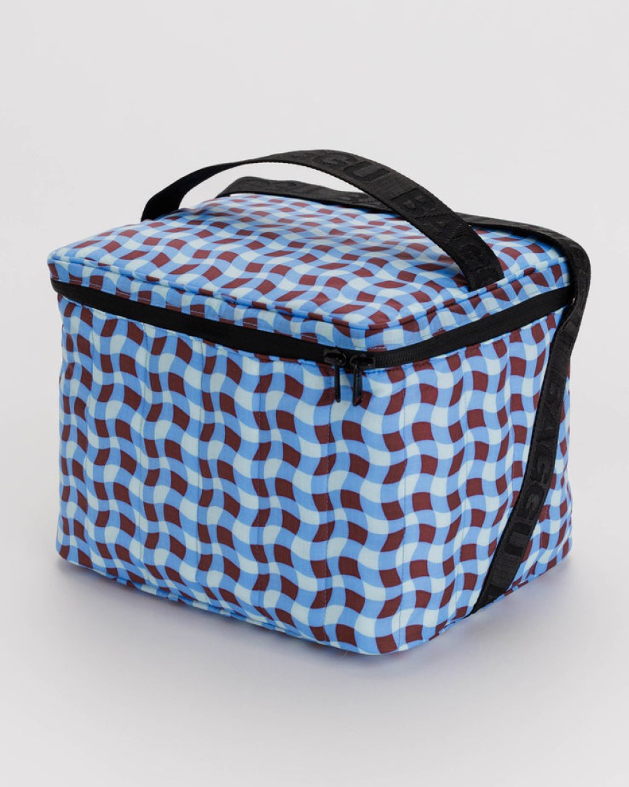 Baggu Puffy Cooler Bag : Wavy Gingham Blue - Baggu Lunch Bags & Coolers