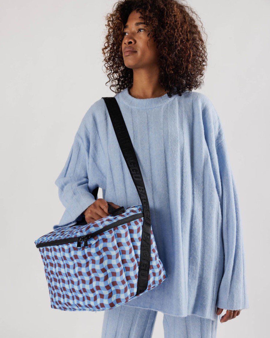 Baggu Puffy Cooler Bag : Wavy Gingham Blue - Baggu Lunch Bags & Coolers