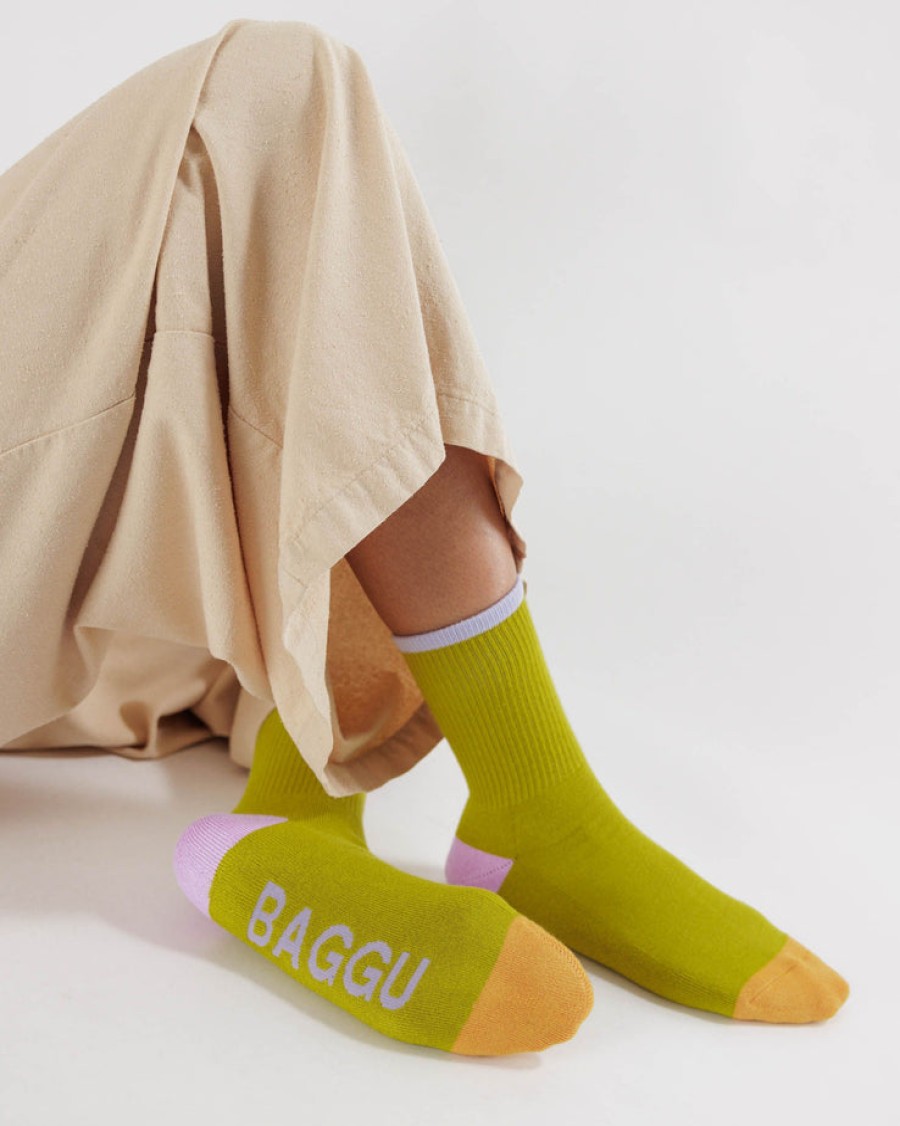 Baggu Ribbed Sock : Citron Mix - Baggu Socks