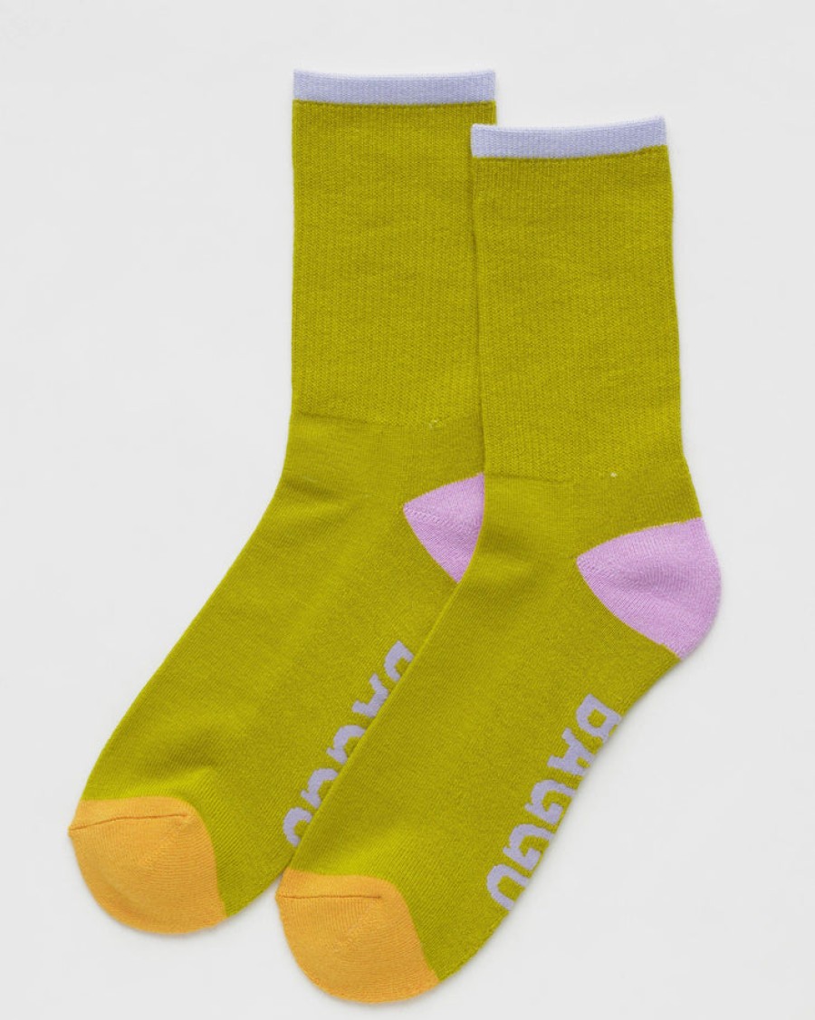 Baggu Ribbed Sock : Citron Mix - Baggu Socks