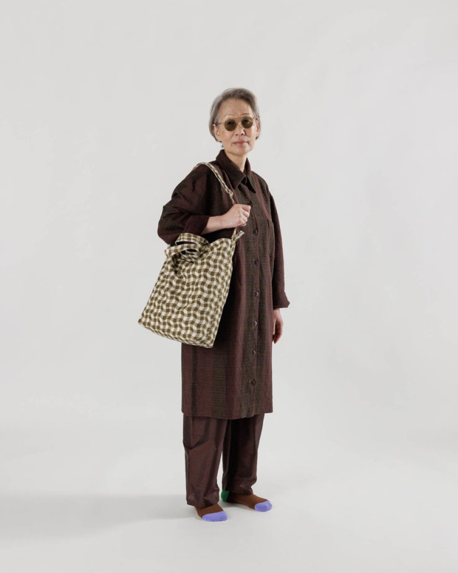 Baggu Duck Bag : Wavy Gingham Brown - Baggu Totes