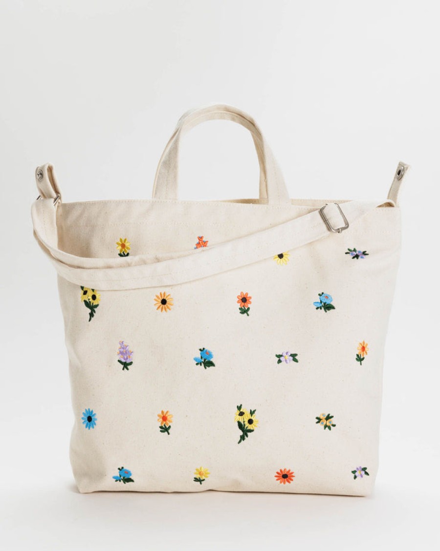 Baggu Horizontal Zip Duck Bag : Embroidered Ditsy Floral - Baggu Totes