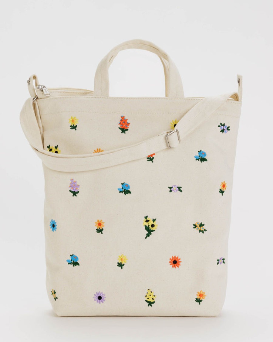 Baggu Zip Duck Bag : Embroidered Ditsy Floral - Baggu Totes