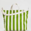 Baggu Horizontal Zip Duck Bag : Green Awning Stripe - Baggu Totes