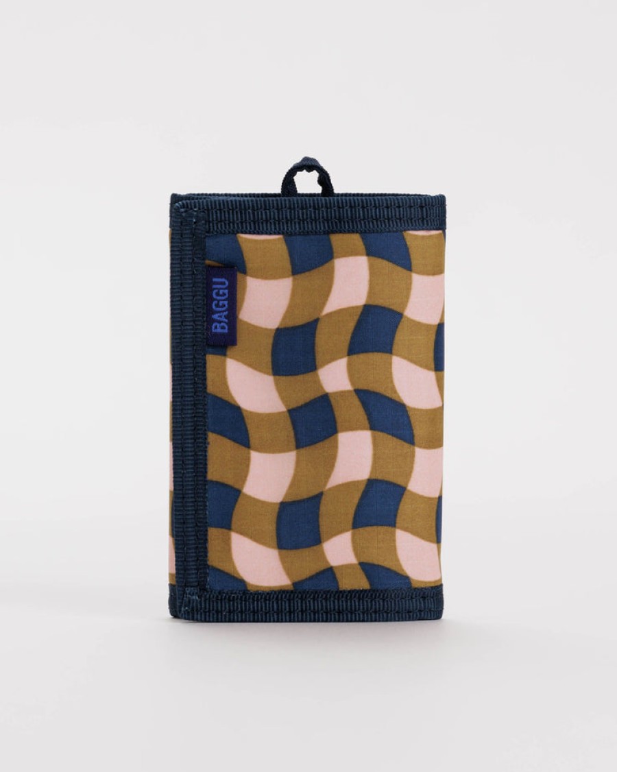 Baggu Nylon Wallet : Wavy Gingham Peach - Baggu Wallets