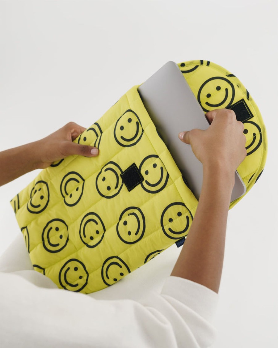 Baggu Puffy Laptop Sleeve 16" : Yellow Happy - Baggu Cases & Sleeves