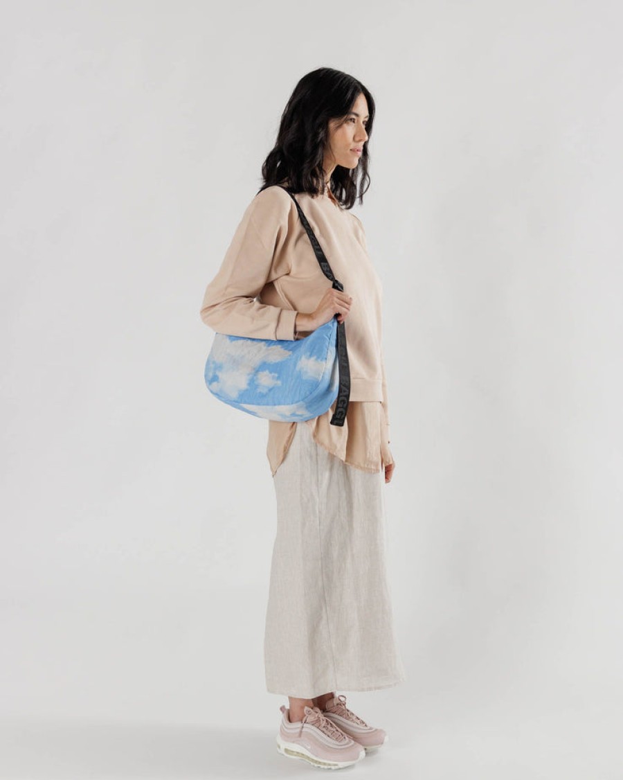 Baggu Medium Nylon Crescent Bag : Clouds - Baggu Purses