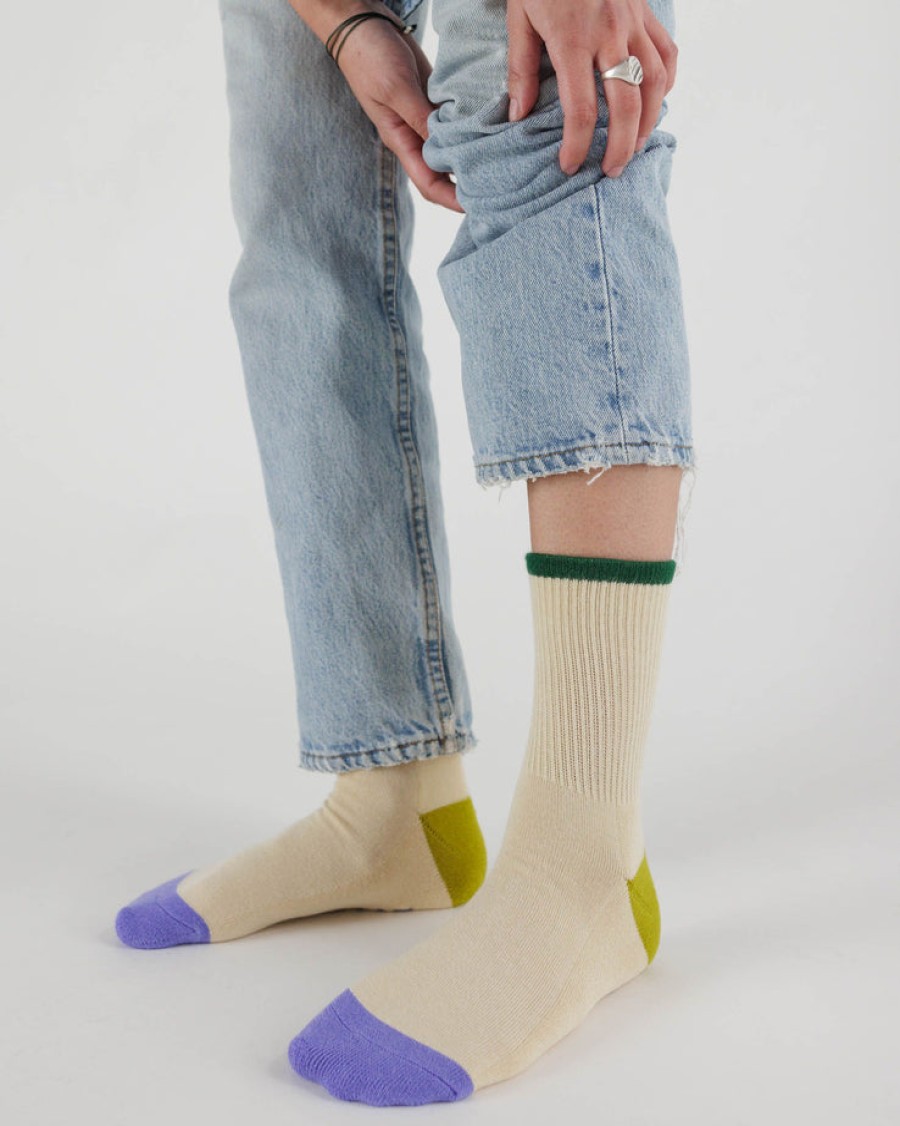 Baggu Ribbed Sock : Ecru Mix - Baggu Socks