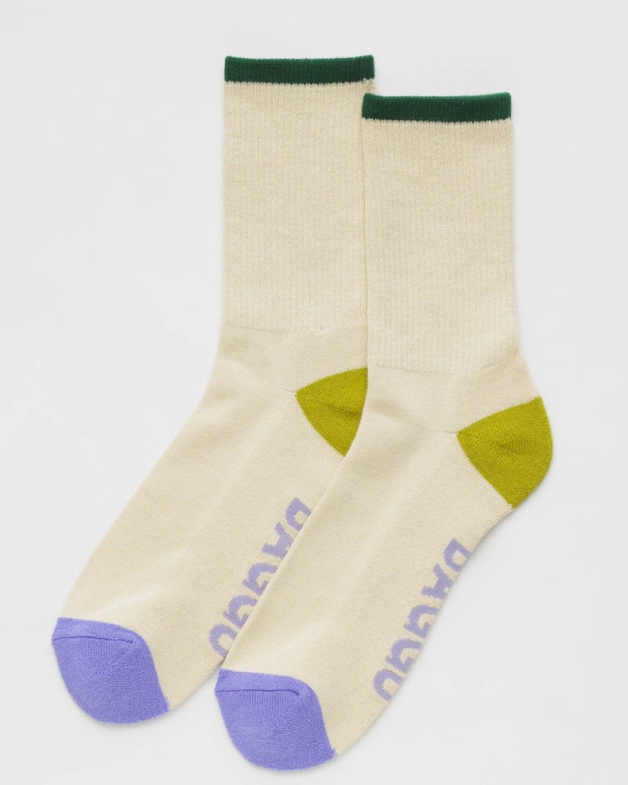 Baggu Ribbed Sock : Ecru Mix - Baggu Socks