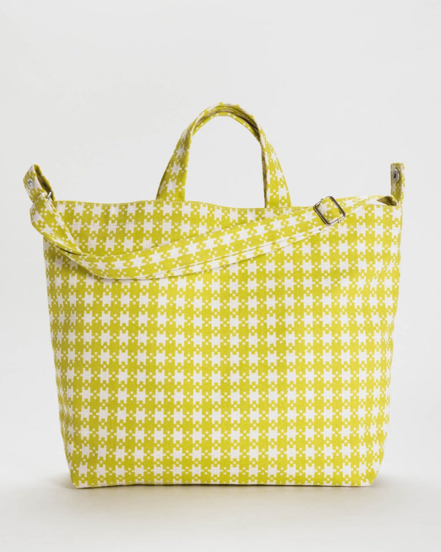 Baggu Horizontal Zip Duck Bag : Chartreuse Pixel Gingham - Baggu Totes