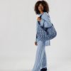 Baggu Large Nylon Crescent Bag : Wavy Gingham Blue - Baggu Crossbody Bags