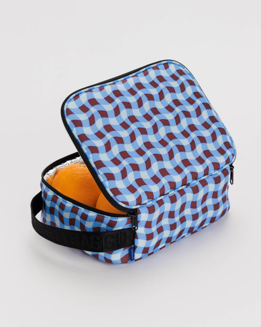 Baggu Lunch Box : Wavy Gingham Blue - Baggu Lunch Bags & Coolers