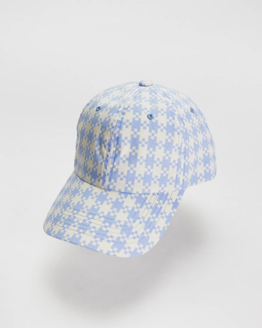 Baggu Baseball Cap : Blue Pixel Gingham - Baggu Hats