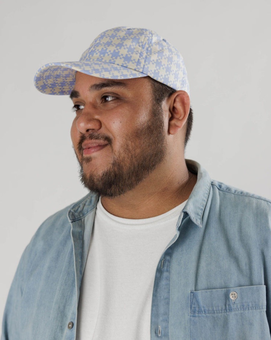 Baggu Baseball Cap : Blue Pixel Gingham - Baggu Hats