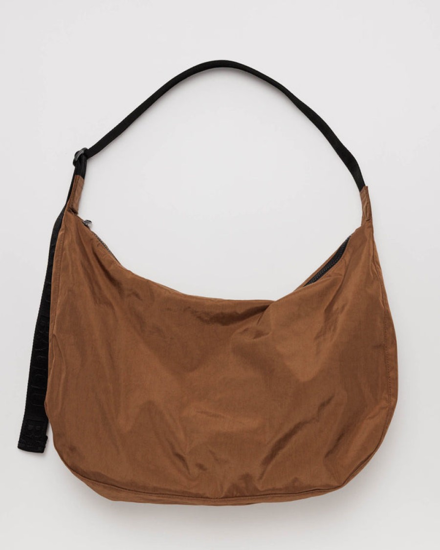 Baggu Large Nylon Crescent Bag : Brown - Baggu Crossbody Bags