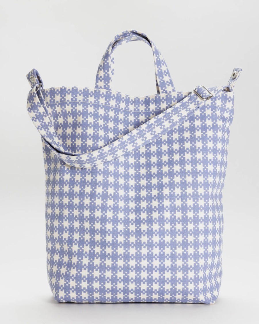 Baggu Duck Bag : Blue Pixel Gingham - Baggu Totes