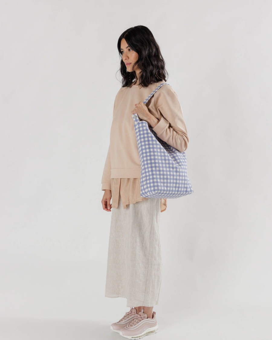 Baggu Duck Bag : Blue Pixel Gingham - Baggu Totes