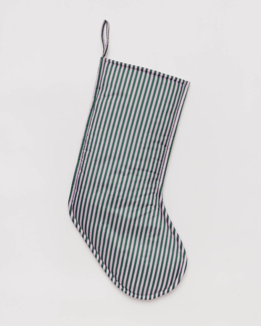 Baggu Holiday Stocking : Lilac Candy Stripe - Baggu Holiday Stocking