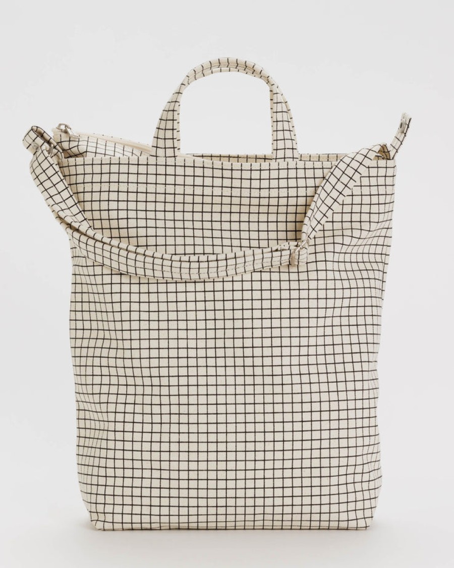 Baggu Zip Duck Bag : Natural Grid - Baggu Totes