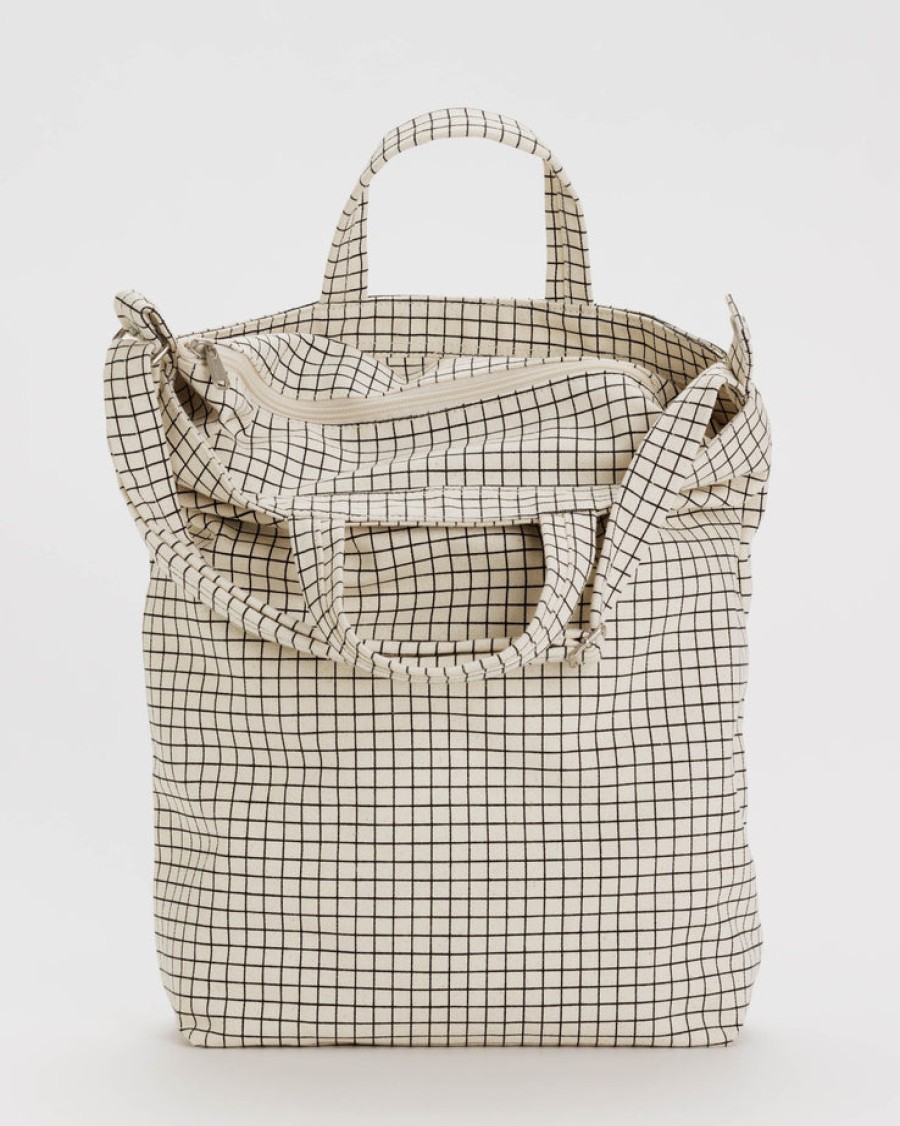 Baggu Zip Duck Bag : Natural Grid - Baggu Totes