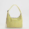 Baggu Mini Nylon Shoulder Bag : Pink Pistachio Pixel Gingham - Baggu Purses