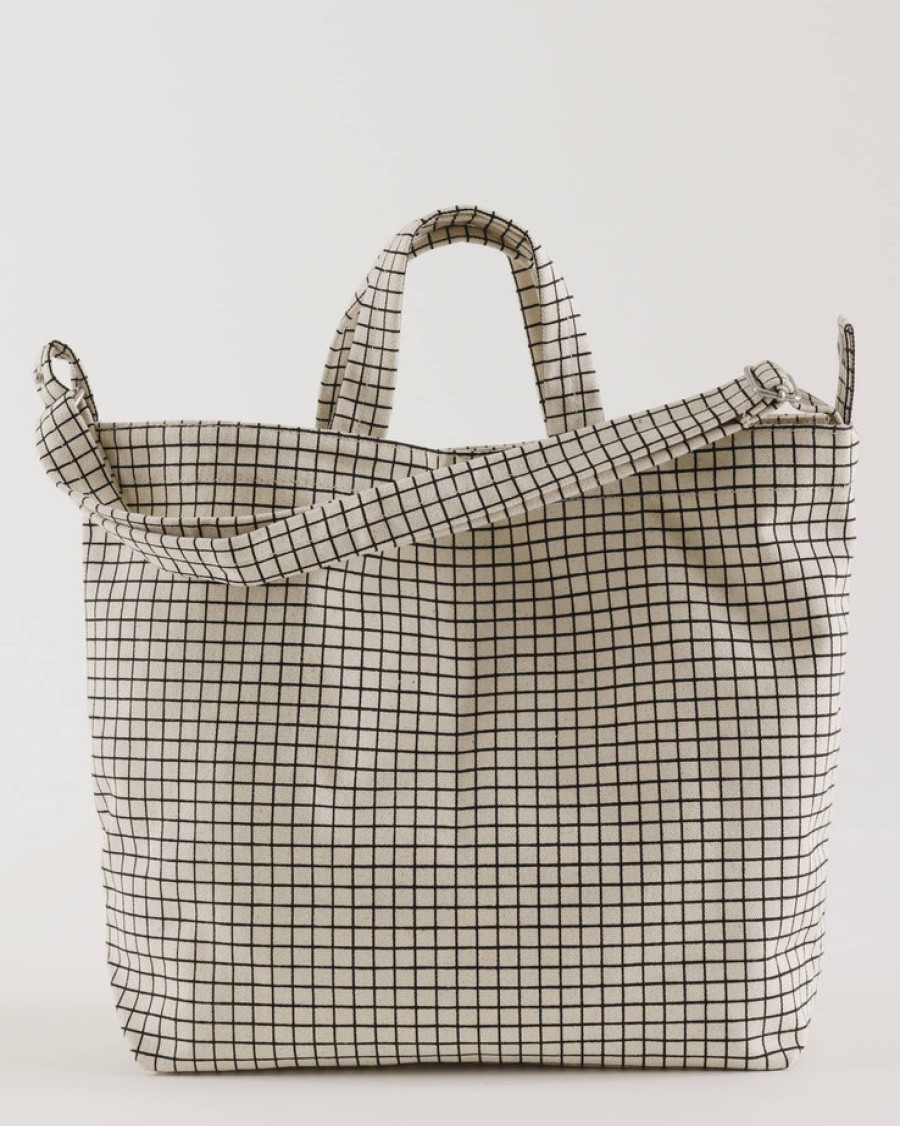 Baggu Horizontal Duck Bag : Natural Grid - Baggu Totes