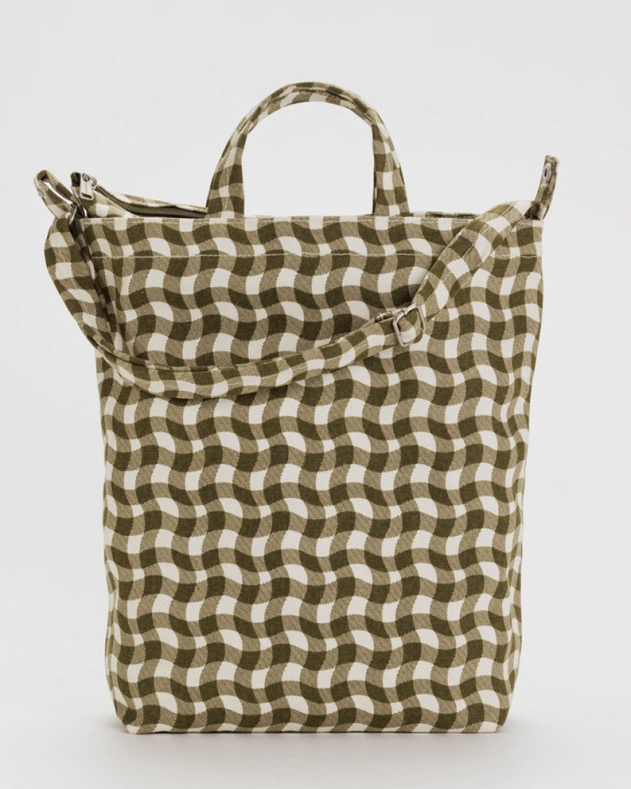 Baggu Zip Duck Bag : Wavy Gingham Brown - Baggu Totes