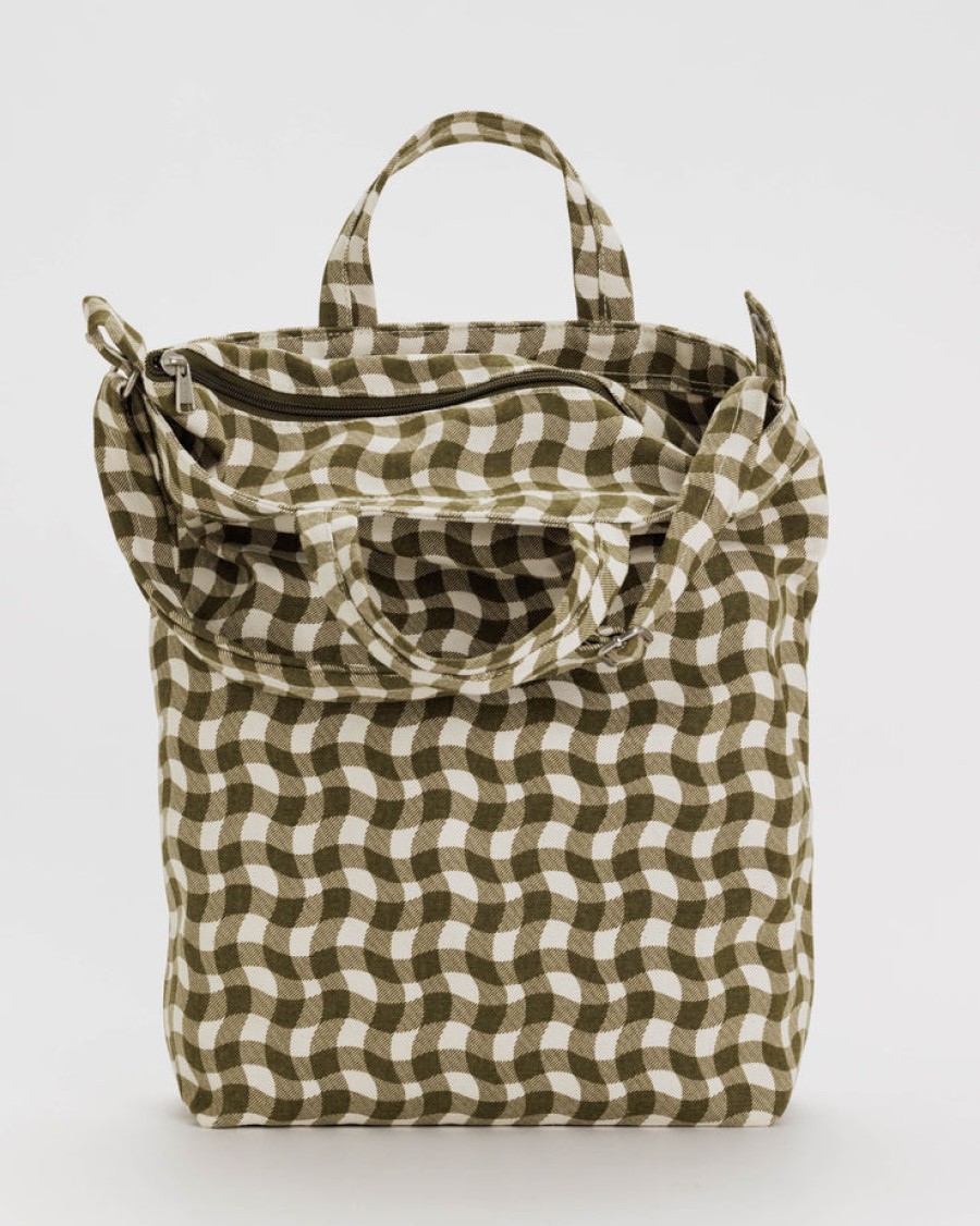 Baggu Zip Duck Bag : Wavy Gingham Brown - Baggu Totes