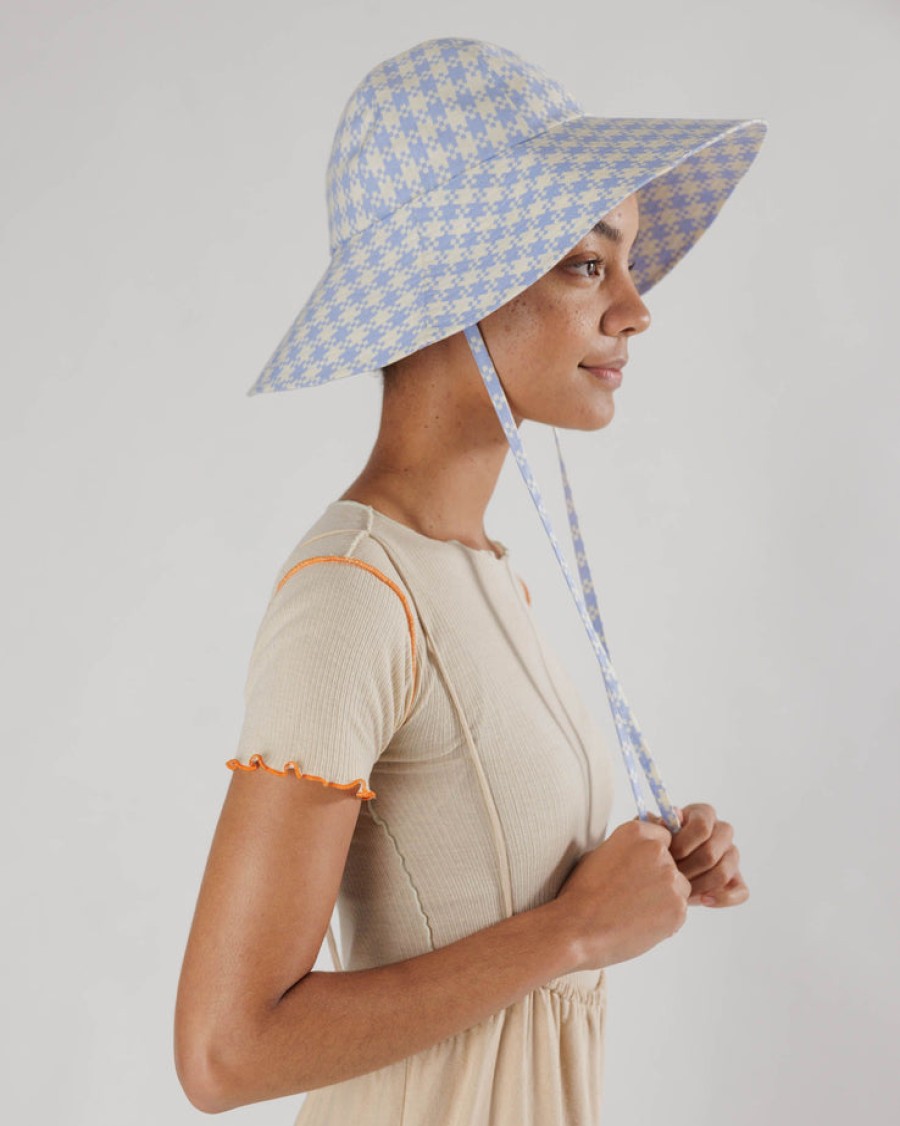 Baggu Soft Sun Hat : Blue Pixel Gingham - Baggu Hats