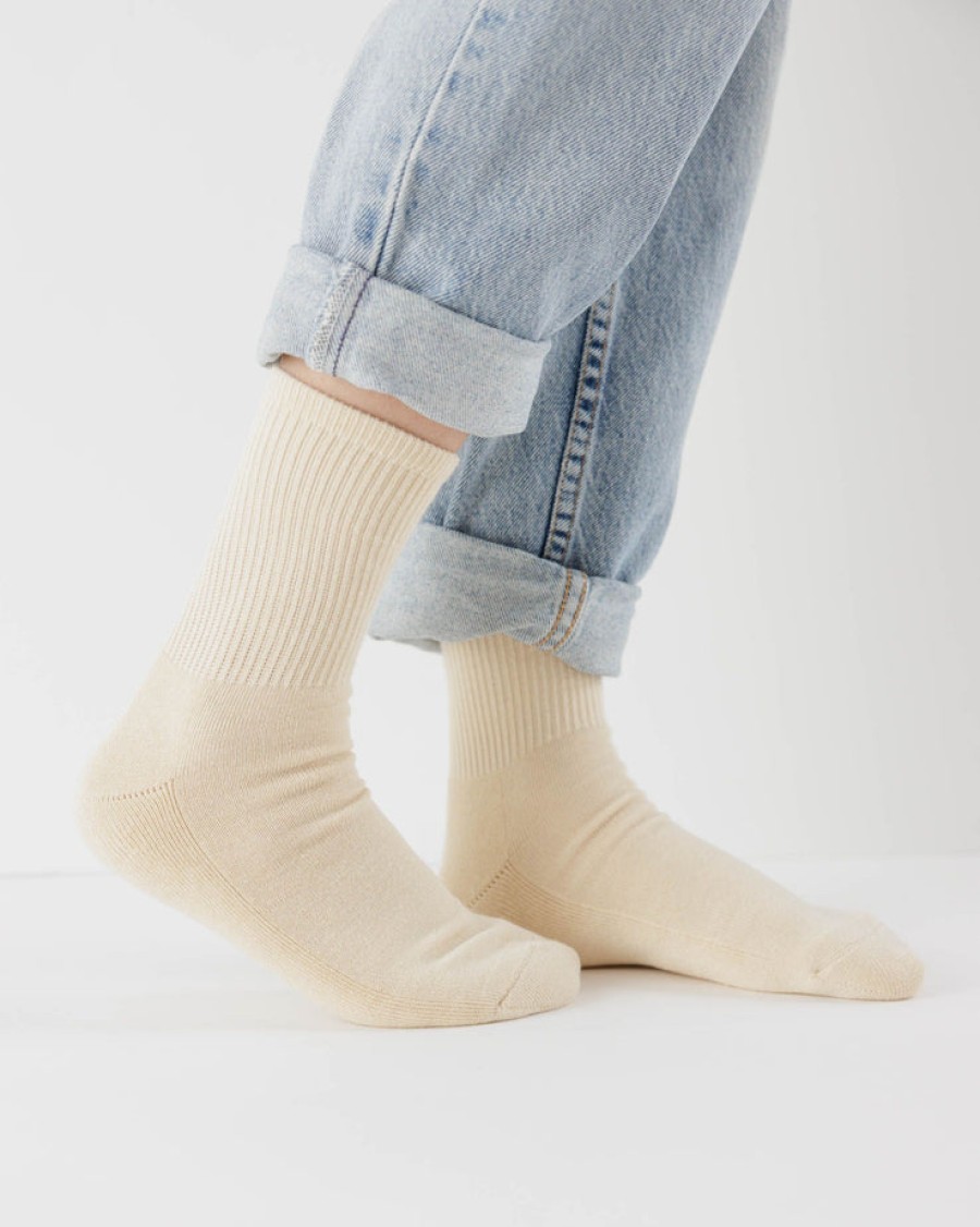 Baggu Ribbed Sock : Ecru - Baggu Socks