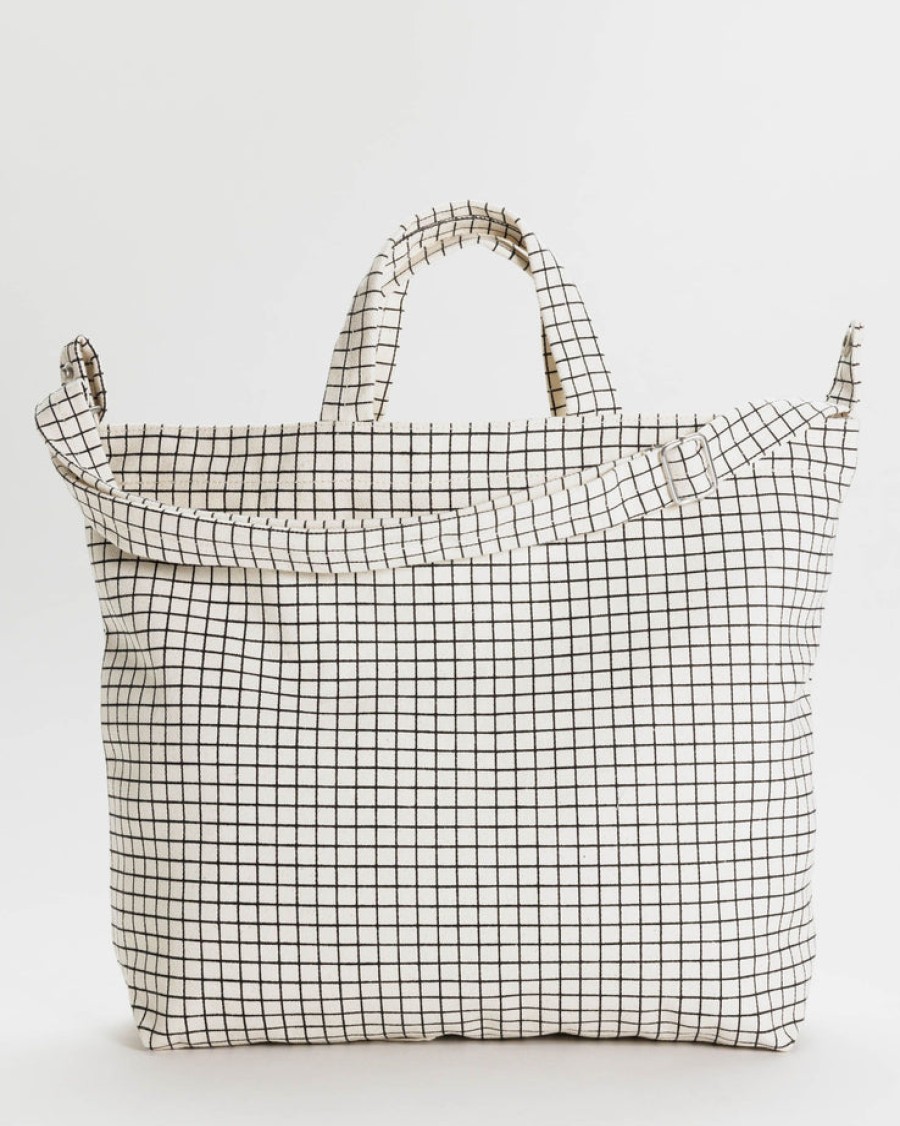 Baggu Horizontal Zip Duck Bag : Natural Grid - Baggu Totes