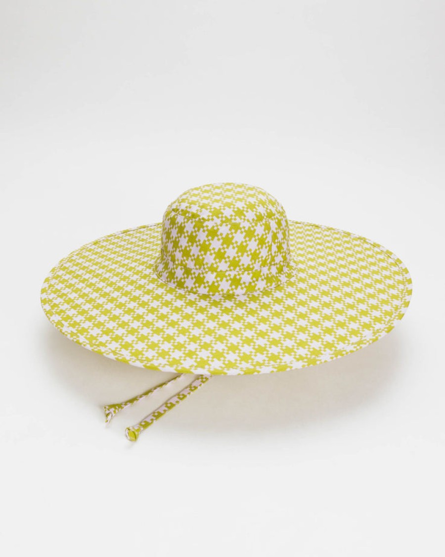 Baggu Packable Sun Hat : Pink Pistachio Pixel Gingham - Baggu Hats