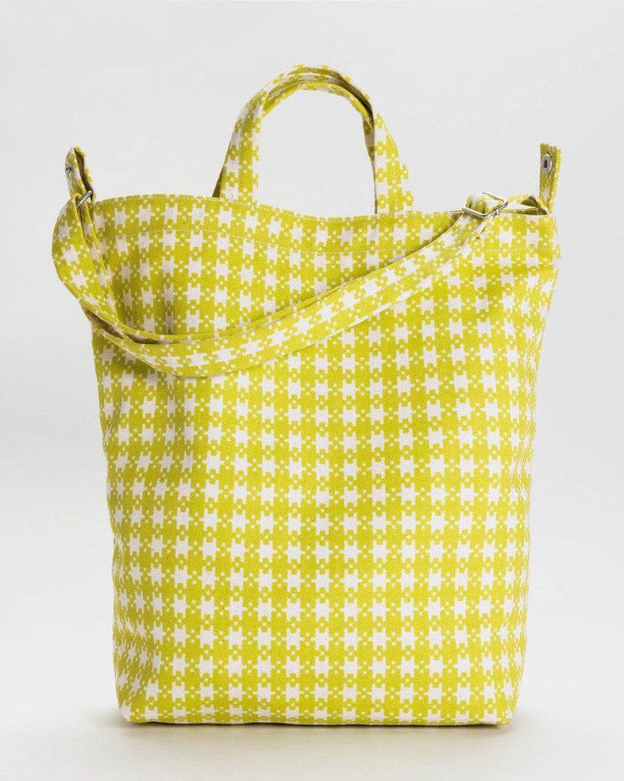 Baggu Duck Bag : Chartreuse Pixel Gingham - Baggu Totes